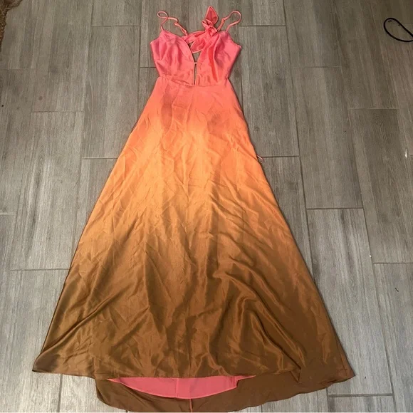 Bardot Womens Karlotta Pink Satin Back Tie Long Slip Dress XXL